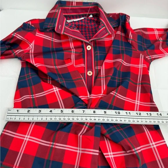 Gretchen Scott Designs Red and Blue Plaid Long Sleeve Dress - Picture 11 of 16